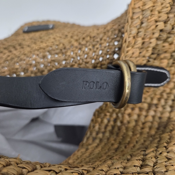 LIKE NEW POLO RALPH LAUREN LARGE RAFFIA TOTE BAG - Picture 6 of 10